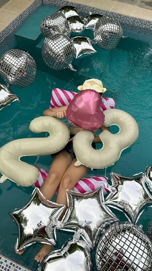 40 Inch Number Balloons, Cream Balloons for Birthday Party Decoration, Foil Number 0 Ballon for 0, 10, 20, 100, 2026 Celebration, Birthday, Baby Shower, Anniversary Decor