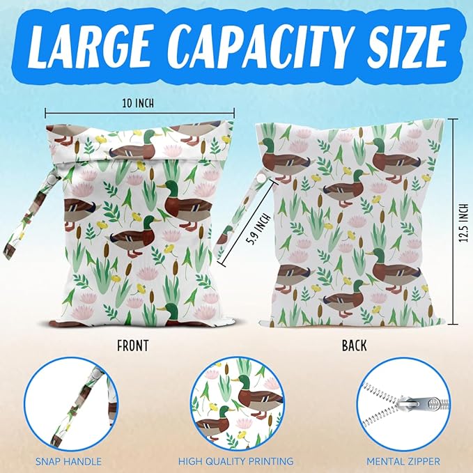 Beach Essentials, Wet Bag for Swimsuit Dirty Clothes Yoga Gym Diaper, Wet Dry Bag, Beach Vacation Essential for Travel Poor Bathing Summer Duck Gifts for Duck Lovers