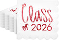 100 Pcs Class of 2026 Graduation Cocktail Napkins 5 x 5 Inch Congrats Grad Scalloped Paper Napkins for Dinner Beverage Graduate Decorations(Red)