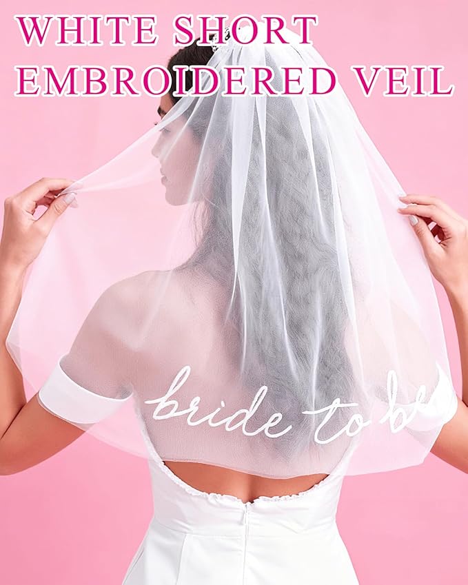 Bride to Be Embroidered Veil with Heart Sunglasses - Bachelorette Party Favors, Bridal Shower Decorations