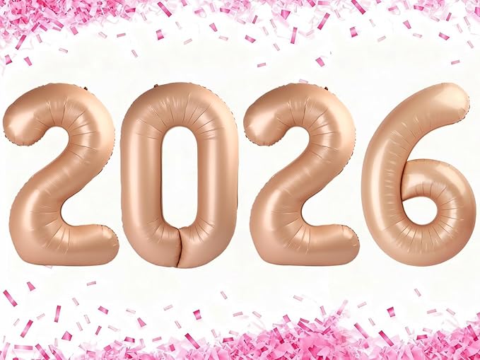 Light Brown 2026 Number Balloon, 40 Inch 2026 Balloons, New Years Eve Decorations, Light Brown Balloons Graduation Balloons, Mylar Balloon Party Supplies 2026