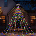 Christmas String Lights Outdoor Decoration 9 Strands 11ft 317 LED Star Fairy String Lights 8 Modes & Waterproof for Party Wedding Patio Yard New Year Holiday Indoor Outdoor - Multicolor