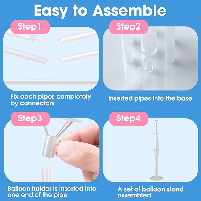 2 Sets Balloon Stand Kits, Balloon Sticks Holder with Base for Table Graduation Birthday Baby Shower Gender Reveal Party Decorations