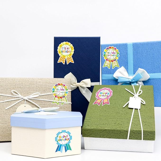 Fancy Land Happy Birthday Badge Stickers for Kids It's My Birthday Stickers Home Classroom Party Decoration 200 Pcs Pastel