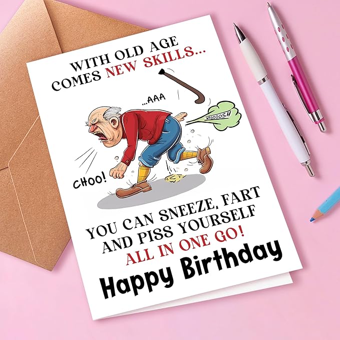Funny Birthday Card for Men, Funny Birthday Card for Friends Grandpa Brother Husband Dad, Funny Getting Older Happy Birthday Card for Men, Old Age Bday Greeting Card