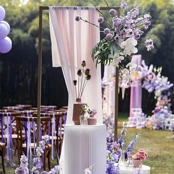 EHLDekol Sheer Chiffon Backdrop Curtains 10ft x 10ft(5ft x 2Panels)， Chiffon Fabric Drapes for Wedding, Long Sheer Curtain for Living Room, Arch Party Stage Decoration (Blush Pink, 120 x 120 Inch)
