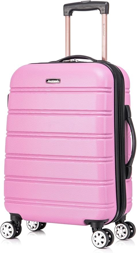 Rockland Melbourne Hardside 2 Piece Expandable Spinner Wheel Luggage Set, Carry-On 20" and Tote 14", Pink