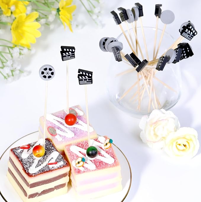 Movie Night Decoration Cocktail Picks Theme Decor Toothpicks Snack Sticks Food Sandwich Skewers Appetizer Charcuterie Garnishing for Family Movie Night Decorations Essentials Themed Party Supplies