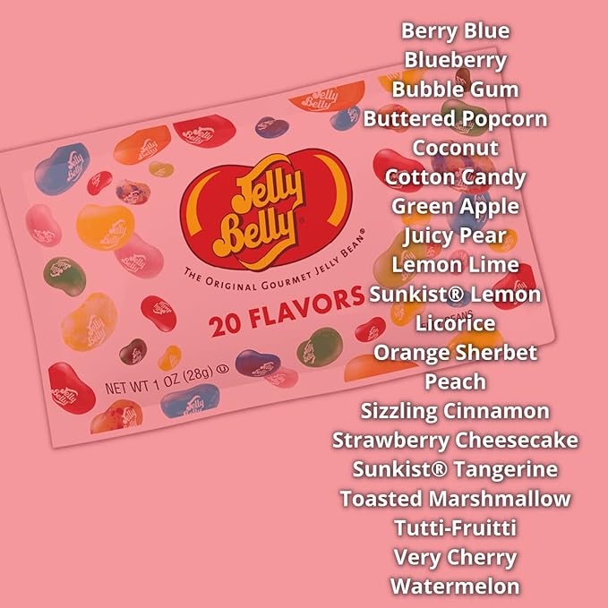 Sweetzo 20 Flavor Jelly Bean Assortment, Individual Packets of Chewy Fruity Candies, Party Favors and Goodie Bag Fillers - 1 Ounce (Pack of 6)