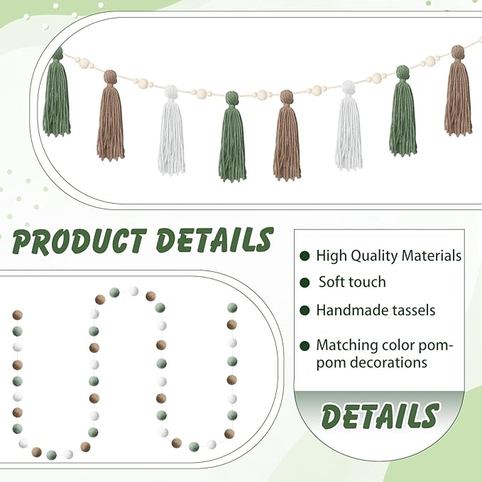 139 Pcs Felt DIY Custom Banner Kit Include 104 Letters 18 Swallowtail Flags 15 Pennants 2 Pcs Pom Pom Garland Tassel Pompom Decoration for Home Baby Shower Birthday(Baby Green)
