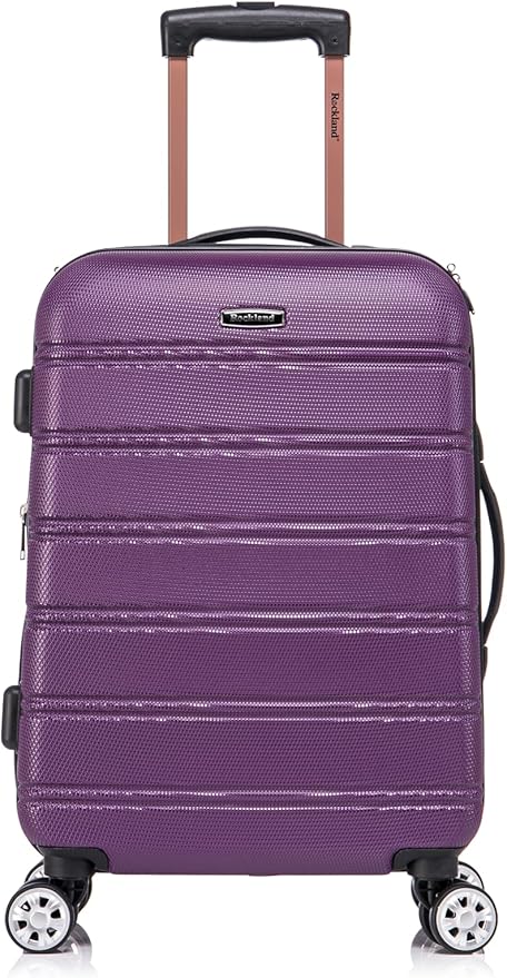 Rockland Melbourne Hardside 2 Piece Expandable Spinner Wheel Luggage Set, Carry-On 20" and Tote 14", Purple