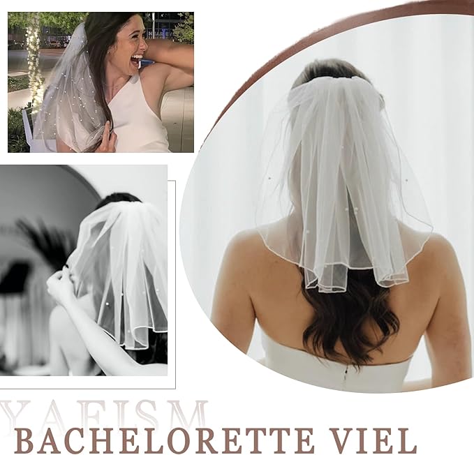 Bridal Veil Bachelorette Party Veil White Bow Wedding Veil Elegant Tulle Layer Hair Clip for Women and Girls