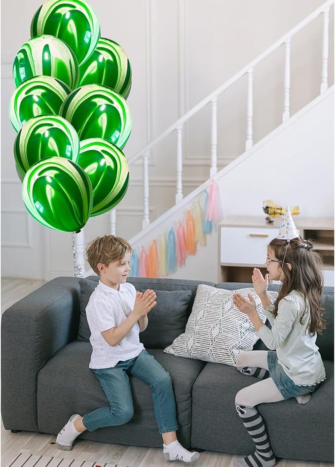 Green Marble Balloons Marbled Agate Latex 12 Inch 50 PCS Swirl Balloons for Tie Dye Party Chrismas Decoration Summer Jungle Rain Forest Themed Event