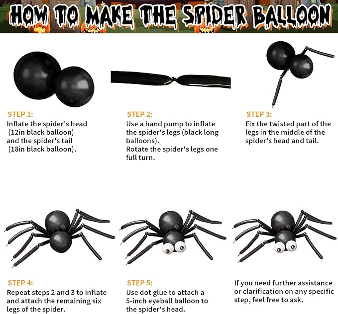 Halloween Balloon Arch Garland Kit, 126Pcs Black and Orange Balloons with BOO Pumpkin Bat Foil Balloons Eyeball Balloon Spider Web for Kid Halloween Birthday Party Decorations Indoor Outdoor