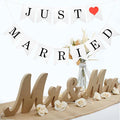 Mr & Mrs Wooden Letters, Just Married Banner, Head Table Wedding Decor - Anniversary, Valentine's Day, Vintage (Wood Color With Banner)