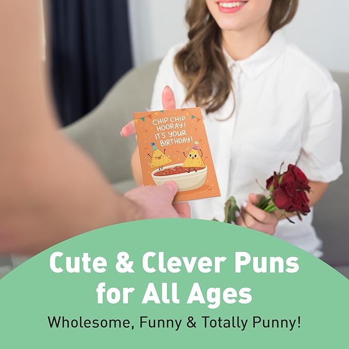 Sweetzer & Orange Funny Birthday Cards Bulk Set – 24 Punny Cards (12 Designs, 2 Each) with 24 Colorful Envelopes & Storage Box – Funny Messages – Cute Birthday Cards for Kids, Adults, Friends & Family