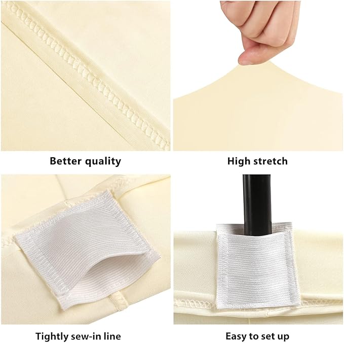 Table Covers for 8 Foot Tables, Ivory Washable and Wrinkle Resistant Stretch Tablecloths Rectangle 8ft for Events, Wedding, Banquets, Parties