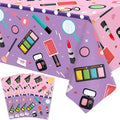 4 Pack Spa Theme Tablecloth Makeup Party Tablecovers 51 x 86 '' Disposable Plastic Makeup Theme Table Cover for Girls Spa Party Birthday Decorations Baby Shower