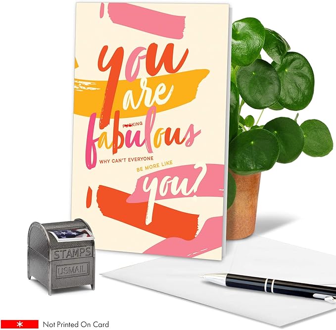 NobleWorks - 1 Sassy Happy Birthday Card Funny - Hilarious Grown-Up Card for Women, Wife, Stationery Humor - You are Fabulous C6409BDG