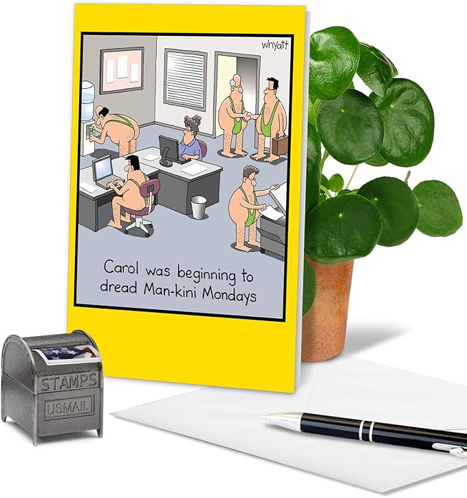NobleWorks Hilarious Birthday Greeting Card with 5 x 7 Inch Envelope (1 Card) Bday Man-Kini Birthday Joke Paper Card 8286Z