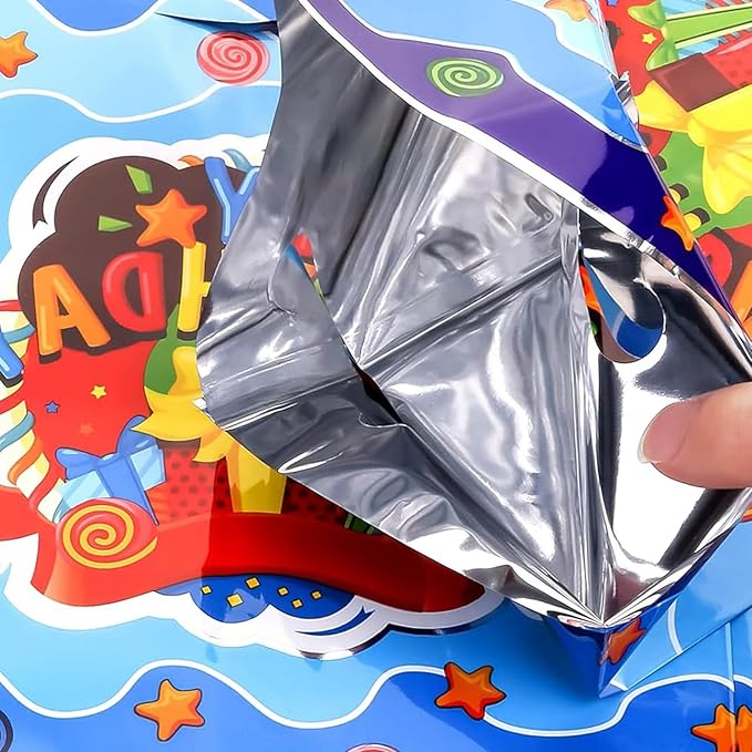 PintreeLand 6.7 * 9.8inch Happy Birthday Party Favor Bags 40 PCS, Plastic Goodies Loot Gift Bags Bulk for Kids Baby Girls & Boys Birthday Party Supplies (A Style 40 Packs)