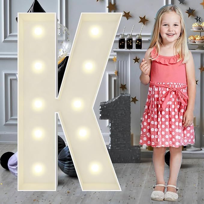 3FT Marquee Light Up Letters K, Big Marquee Letter for Baby Shower Birthday Engagement Wedding Marry Me Party Decor