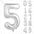 40 Inch Silver Number Balloons, Helium Mylar Foil Number Balloons for Birthdays, Number 5 Balloon for Party Wedding Bachelorette Birthday Bridal Shower Anniversary Celebration Party Decorations