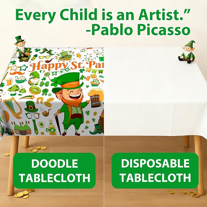 AinDen St. Patrick's Day Giant Coloring Poster/Tablecloth -30 x 72 Inches Jumbo Paper Coloring Banner Kids Gifts Party Decorations - St Pattys Day Crafts for Kids