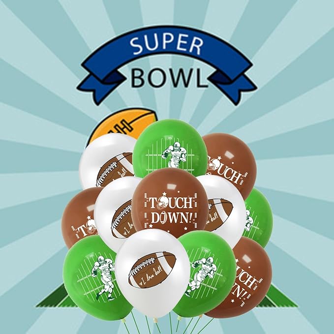 Football Balloons Football Party Decorations Football Latex Balloons Rugby Balloons for Touchdown Sports Theme Football Party Supplies Birthday Party Decorations 12Pcs