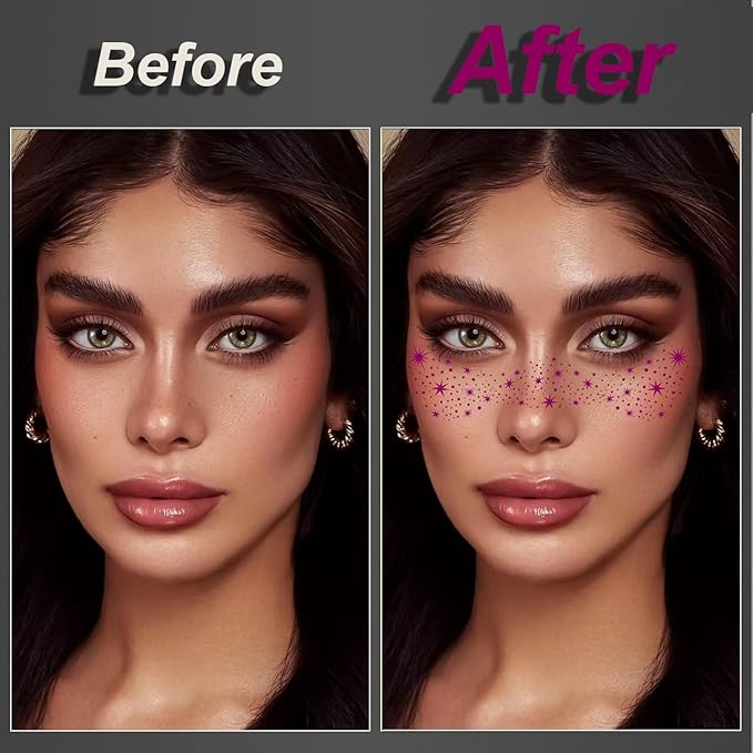 20PCS Glitter Freckles Face Tattoo, 4 Sheets/5 Styles Face Glitter Freckles for Festival & Rave, Waterproof Temporary Face Glitter Freckle Tattoo for Halloween Christmas (Rose,Gold,Sliver,Bronze)