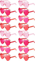 16 Heart Rimless Sunglasses Retro Colored Party Glasses Bulk Gradient Transparent Fun Eyeglasses for Unisex Adult