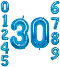 40 Inch Large Blue Number Celebration and Decoration Balloon for Birthday Parties, Graduations, Anniversaries, Weddings, Photo Shoots, Special Events - Helium Foil Mylar (Blue Number 30)