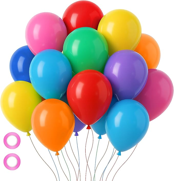 105pcs Colorful Balloons 12inch Rainbow Latex Balloons for Boys Girls Birthday Baby Shower Gender Reveal Wedding Decorations