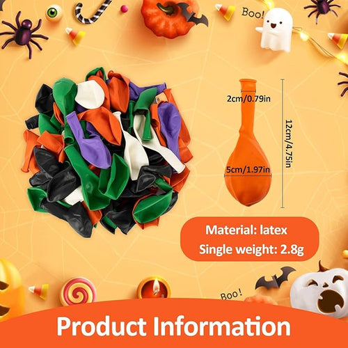 100PCS Halloween Balloons Garland Arch - MAQIHAN Halloween Birthday Party Decorations Indoor Matte Orange Black Purple Green White Latex Balloons Globos Para Fiestas Ballon Decoration Supplies 12 Inch