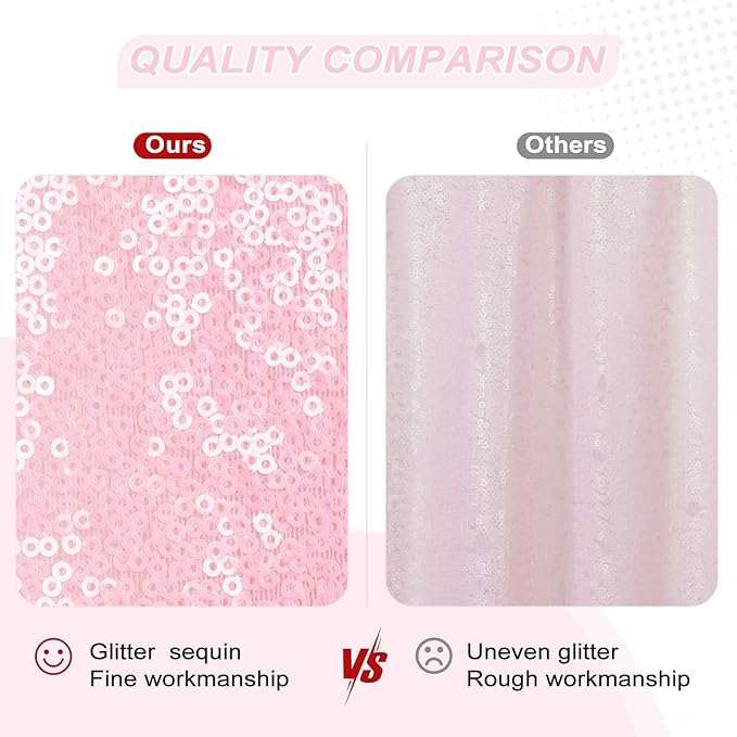PartyDelight Pink Sequin Backdrop 20x10ft - Extra Wide High Density 3mm Sequin Background with 4-Inch Rod Pocket, Sparkly Panoramic Stage Curtain for Large Gala & Corporate Events