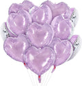 TONIFUL 30Pcs 18 Inch Light Purple Balloons Pastel Purple Heart Shape Foil Mylar Banners Decoration for Birthday Valentine's Day Wedding Bridal Shower Anniversary Engagement Party Supplies