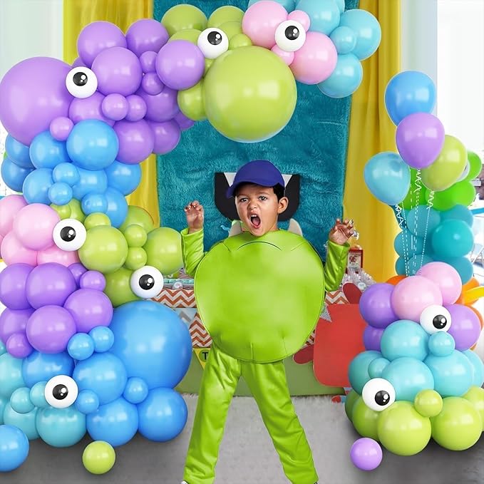 GRESATEK Monster Balloons Arch Garland Kit, Monster Cartoon Inc Balloons Party Decorations, Purple Green Blue Pink Teal Blue Balloons Arch for Monster Theme Birthday Baby Shower Party Decor