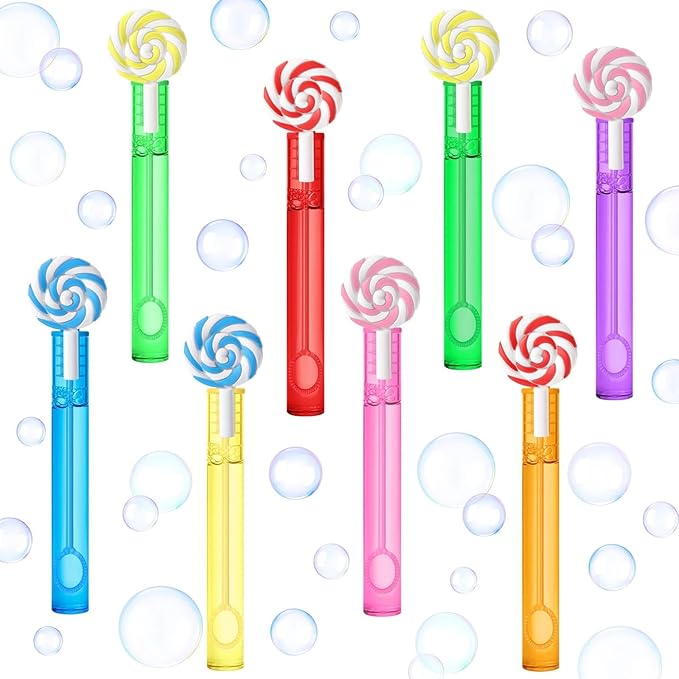 AFZMON 24 Candyland Party Favors Bubble Wands for Kids, Sweet Candy Mini Bubbles Wand Toys, Lollipop Theme Birthday Party Supplies Goodie Gift Bag Stuffers Pinata Classroom Prizes