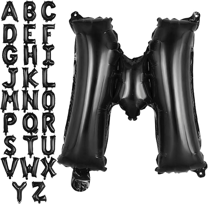 Black Letter M Balloons, 40 Inch Large Foil Letter Balloons, Custom Phrase Balloon for Birthday Party Wedding Anniversary Decoration (Black M)