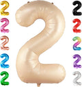 KatchOn, Huge Caramel 2 Balloon Number - 40 Inch, Two Groovy Balloons | Retro Number 2 Balloon for Party Decorations Boy | Number Two Balloon | Groovy 2nd Birthday Decorations for Girl