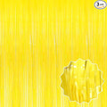 3 Pack Macaron Yellow Foil Fringe Curtains Backdrop, 3.28 x 8.2 Ft Metallic Streamers Tinsel Curtains Background for Photo Booth, Birthday, Halloween, Christmas, New Year Party Decorations
