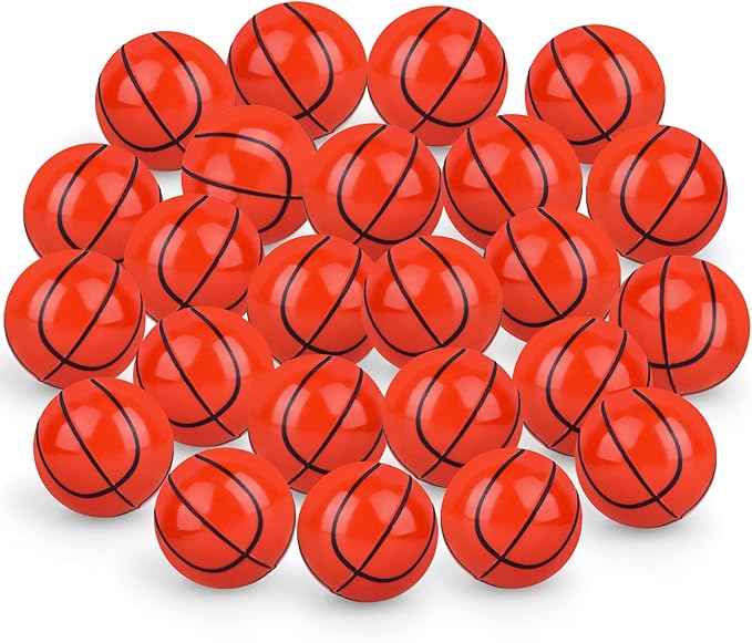 24 Pcs Basketball Bouncy Balls for Kids, 32mm Rubber Bounce Sport Balls Bulk for Party Favors, Goodie Bag Fillers, Easter Gift Bag Stuffers, Basket Stuffers, Classroom Prizes, Carnival Party Supplies