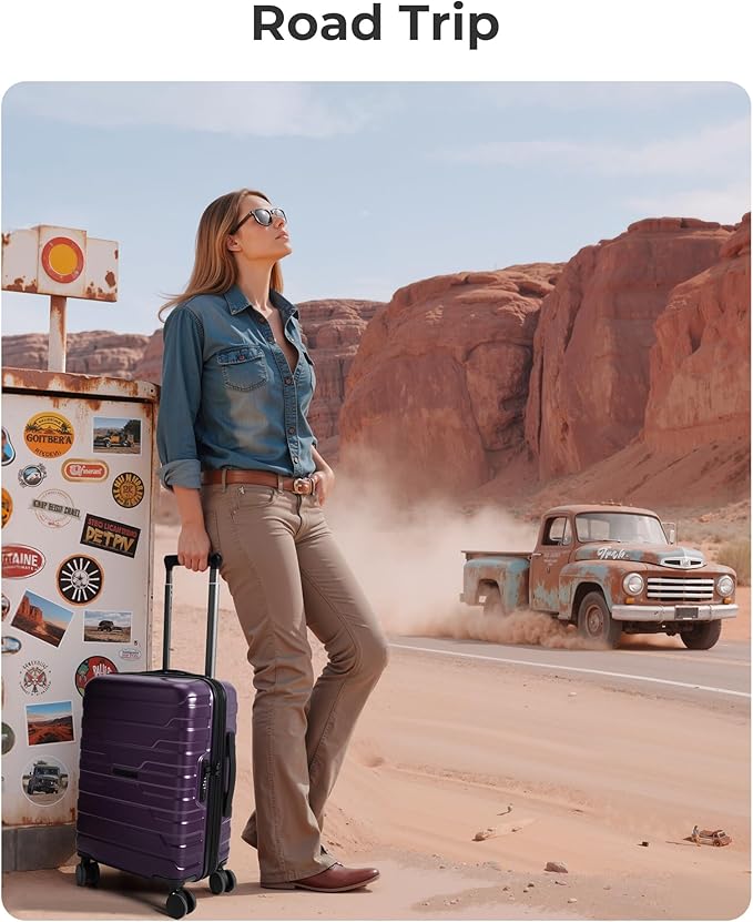 BAGSMART Carry On Luggage 22x14x9 Airline Approved with Spinner Wheels,Lightweight 20 Inch Luggage with TSA Lock,Expandable Hard Shell Carry On Suitcases for Men Women,Purple