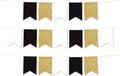 Andaz Press Hanging Pennant Banner with String, Black, White, Faux Gold Glitter, 1-Set, 24 Pennants, Approx. 12-Feet Long