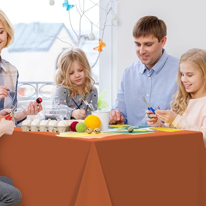3Pcs Orange Tablecloths for Rectangle Tables,Disposable Plastic Table Cloth,Waterproof Table Cover for Fall Thanksgiving Harvest Birthdays Weddings Party Decorations,54 x 108 Inch