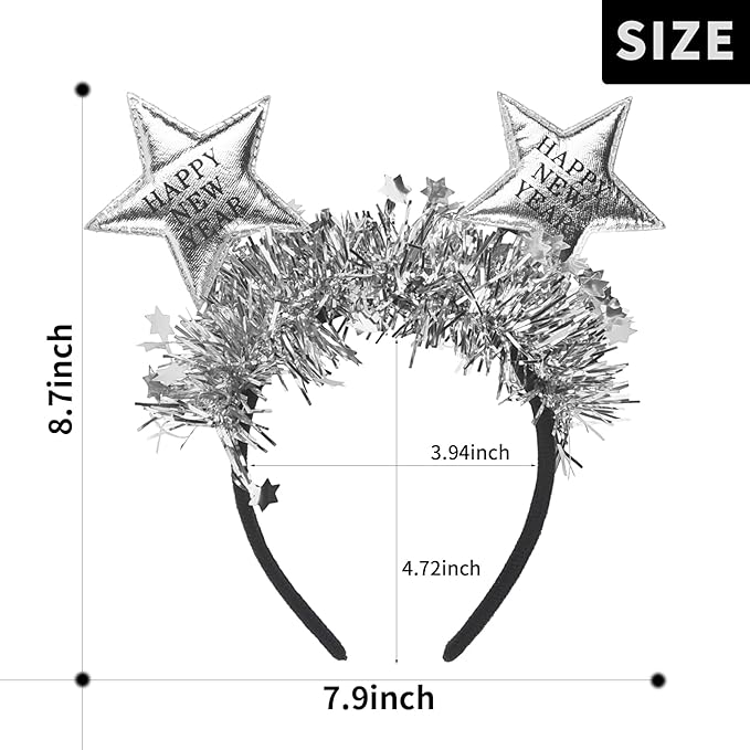 Doneace Happy New Year Headband 2026 New Year Eve Hairbands Glitter Hair Accessories for Women Girls New Years Party Favors