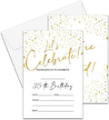 35th Birthday Invitations Cards, 4"x 6" White and Gold Confetti Birthday Party Invites with Envelopes for Party Decorations Supplies(20 Pieces) -D10