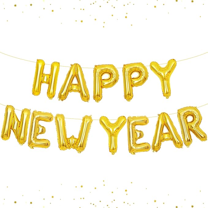 KatchOn, Gold Happy New Years Balloons - 16 Inch | New Year Eve Balloons for Happy New Years Decorations 2026 | Happy New Year 2026 NYE Balloon | New Years Eve Party Supplies 2026