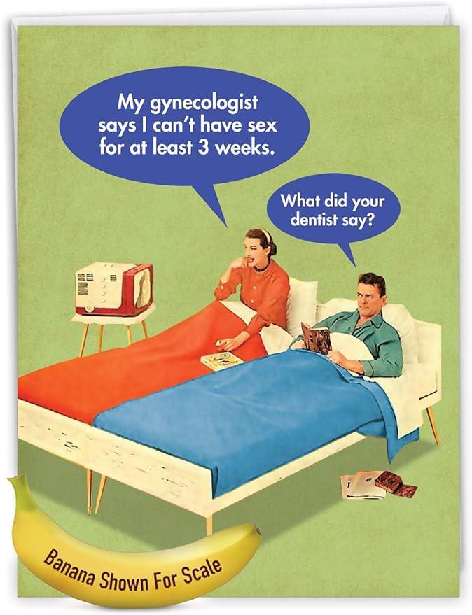 NobleWorks - 1 Jumbo Funny Card for Birthdays (8.5 x 11 Inch) - Cartoon Joke, Humor Bday Card with Envelope - Dentist Say J5585BDGC