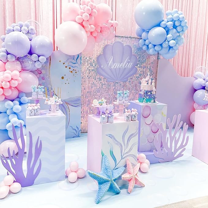 Pink Blue Balloon Arch Kit with Macaron Purple, Blue & Purple Party Balloons for Birthday, Wedding, Baby Shower Decorations